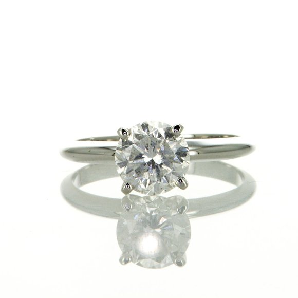 1.5 Carat Round Diamond Solitaire Engagement Ring 14K White Gold D/SI2 Size 6 - Picture 3 of 8